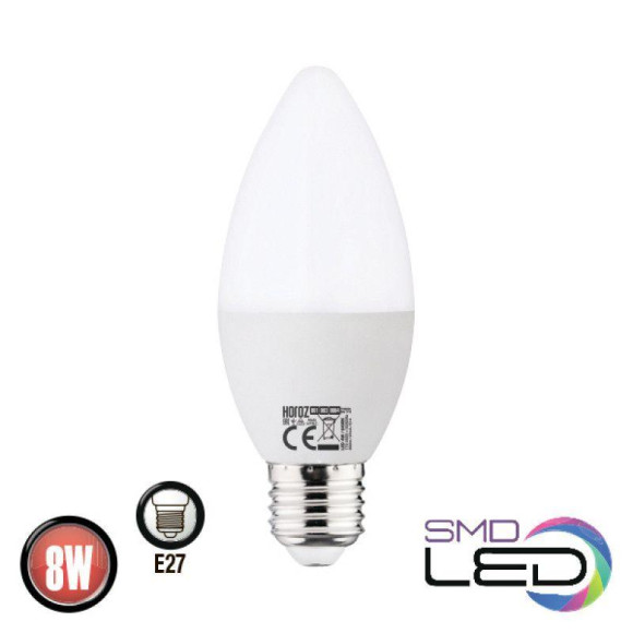 Лампа светодиодная Horoz E27 8W 6400K 001-003-0008 матовая HRZ33002974